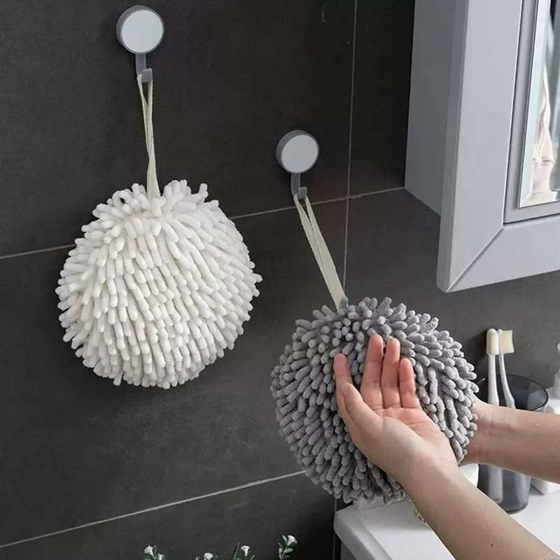 雪尼尔擦手巾可挂式加厚简约擦手球吸水速干厨房卫生间家用毛巾