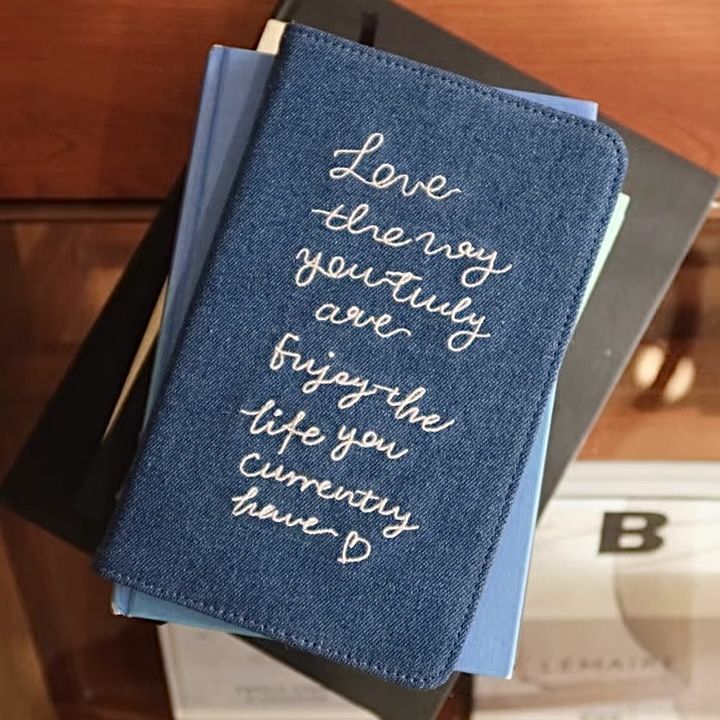 Xiaohongshuと同じデニム刺繍ハンドブックノート学生インスタイルニッチデザインスケジュールメモ帳|undefined