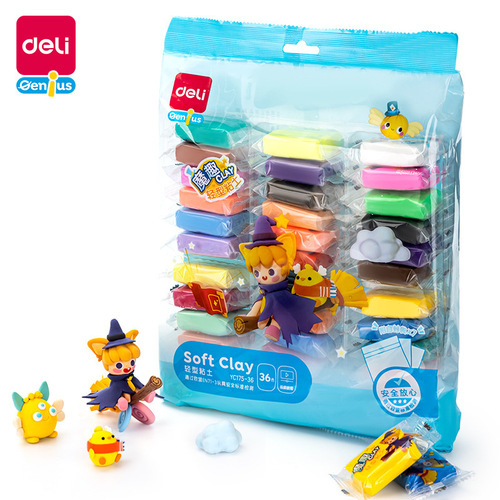 Deli Light Clay 36 Color Clay Children's Plasticine Space Clay DIY Color Clay Tool Set Wholesale