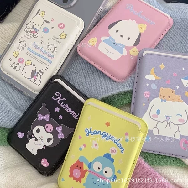 Suitable for Japan and Korea Ip18Pro/Samsung Apple Magnetic Card Holder Miffy Back Sticker Magsafe Leather Kuromi