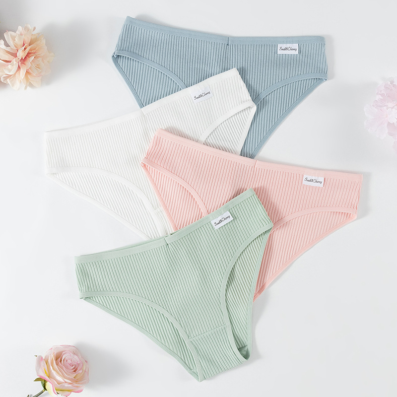 Nuevo algodón damas roscado colorido cintura baja transpirable doble ropas de chicas fabricantes de venta directa