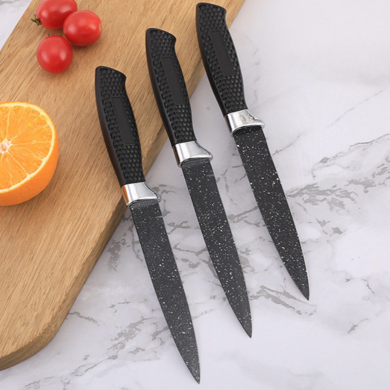 Cuchillo de cocina de acero inoxidable de venta transfronteriza con mango de malla cuchillo de cocina cuchillo de frutas cuchillo de corte conjunto de utensilios de cocina