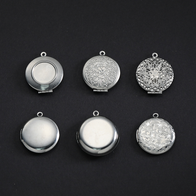 국경 316 스테인레스 스틸 라운드 포토 프레임 DIY 쥬얼리 액세서리 라이프 트리 포토 박스 펜던트 오픈 커플 사진 상자