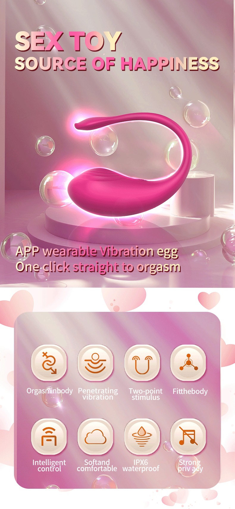 Vibrateur g-spot dauphin avec télécommande app connecté_voghion.com