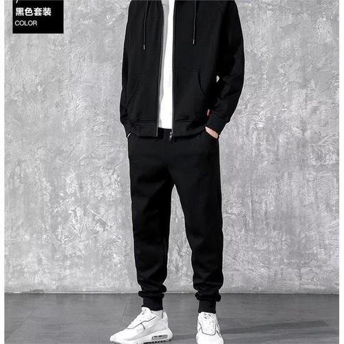 Cardigan Sweatshirt Casual Sports Set with Hooded Jacket for Men and Women, Spring and Autumn Season Loose Running Two-Piece Set