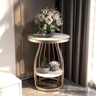 Light Luxury Side Table Marble Living Room Sofa Side Table Corner Table Balcony Small Round Table Bedside Cabinet Rock Board Table Small Coffee Table