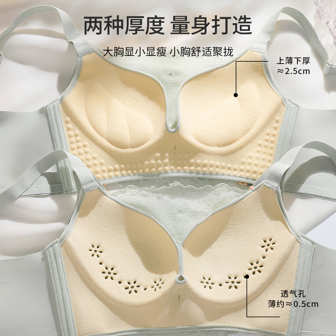 Ropa interior sin costuras Sujetador de pecho pequeño push-up Delgado Sujetador de pecho inalámbrico anti-flacidez Sujetador de encaje ajustable mujeres