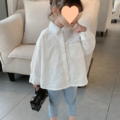 Baby Girls' Spring White Letter Korean Style Long Sleeve Shirt Cute Kids' Blouse Top Fashion