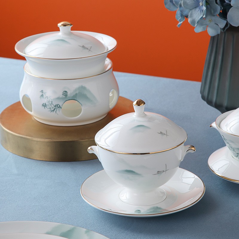 Tableware for hotel, set, Chinese style, light luxury style