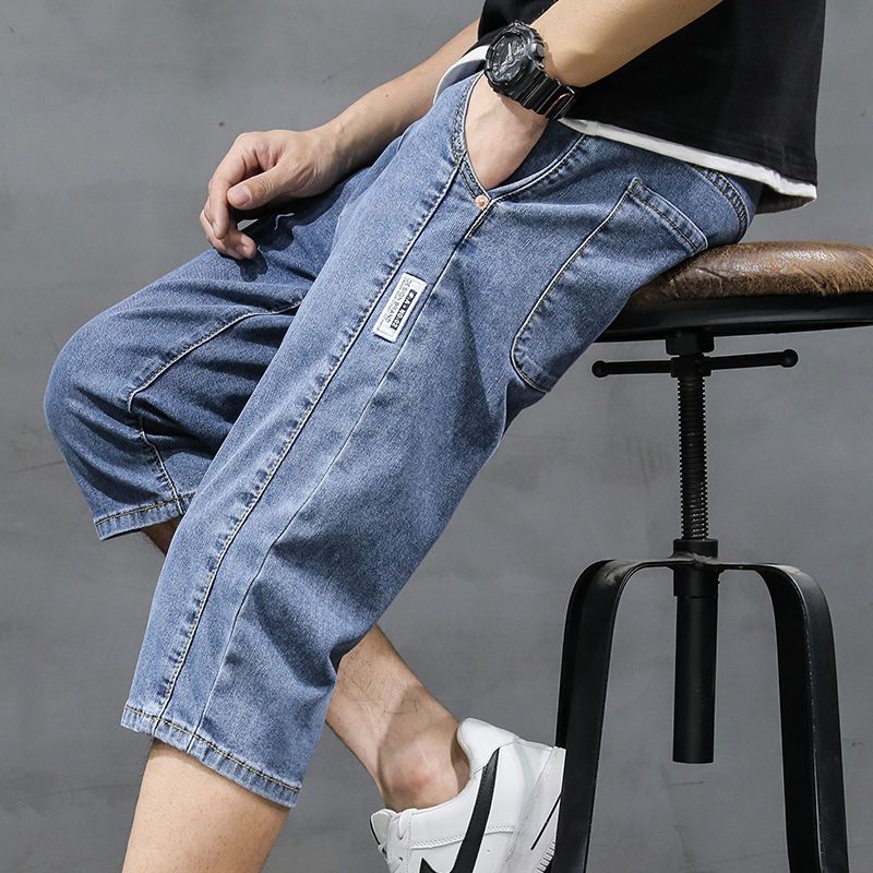 Men's Denim Shorts Summer Thin Loose Straight 2023 New Trendy Versatile Casual Cropped Pants