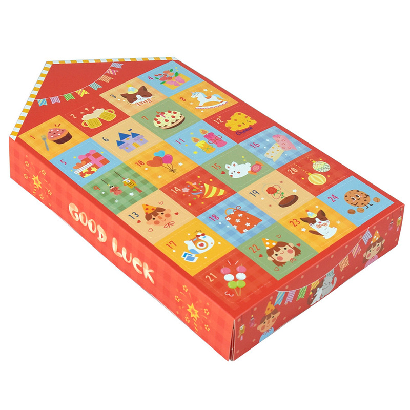 新年赤24格趣味味盲箱空箱現物スタンプカレンダーサプライズギフト箱 (5pcs/包)|undefined