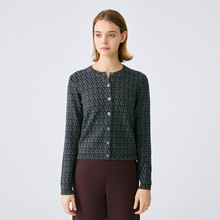 南油新款华伦家2024早秋款黑灰相拼气质奢华感高级女式长袖针织衫