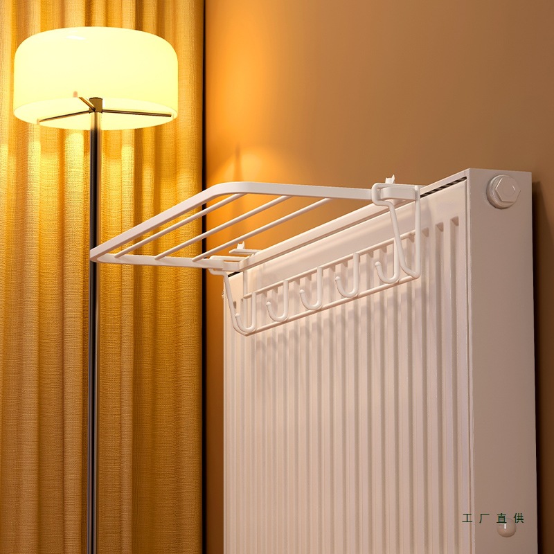 Radiator Clothes Drying Rack, Special Storage Rack Above the Radiator Pipe, Drying Rack with Hooks, Household Drying and Cooling Clothes Gadget