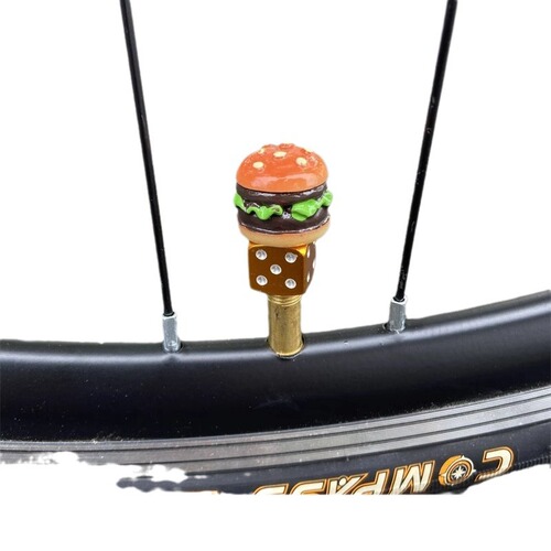 Bicycle tire valve core cover decorative hamburger dice creative conversion head French mouth beautiful mouth tire inflation hole