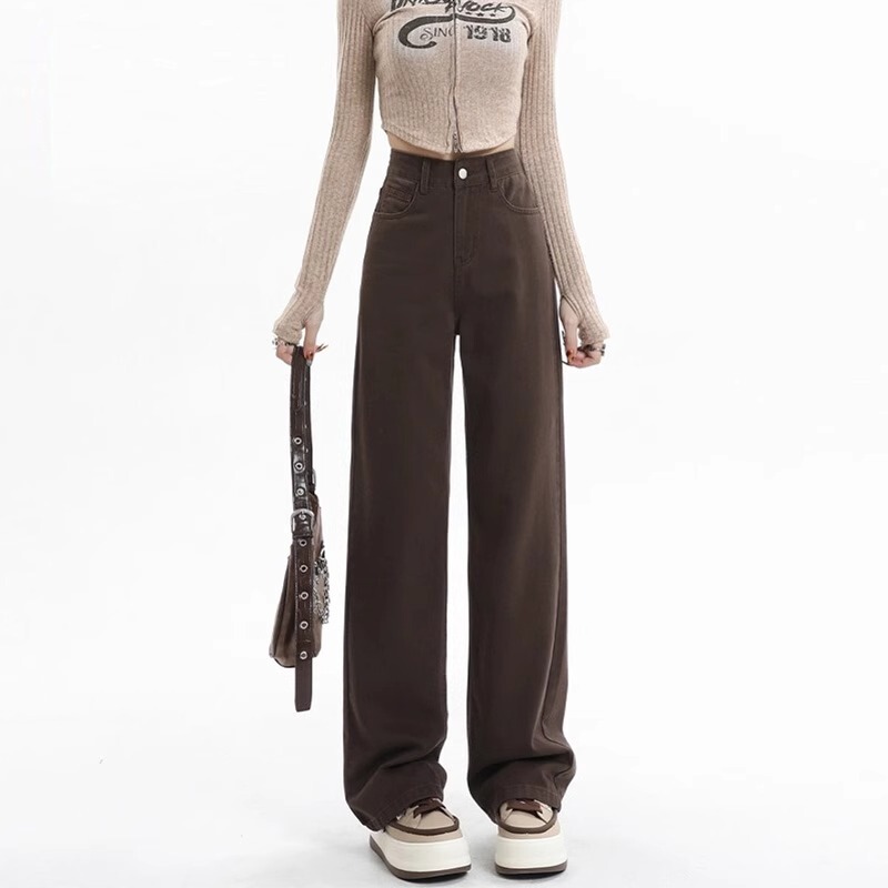 Spring Sickle Pants Machete Denim Banana Pants Explosive Fashion New Favourite Maillard Coffee Three-dimensional Cut Pants Width Spring Sickle Pants Machete Denim Banana Pants Explosive Fashion New Favourite Maillard Coffee Three-dimensional Cut Pants Width
