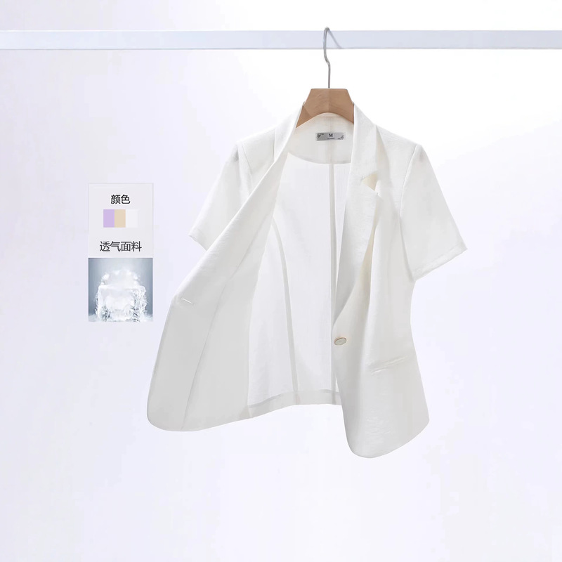 Purple Short-Sleeved Blazer with Small Suit Collar for Women, Professional Casual Summer Fashion Top for Cross-Border Trade Wholesale Purple Short-Sleeved Blazer with Small Suit Collar for Women, Professional Casual Summer Fashion Top for Cross-Border Trade Wholesale