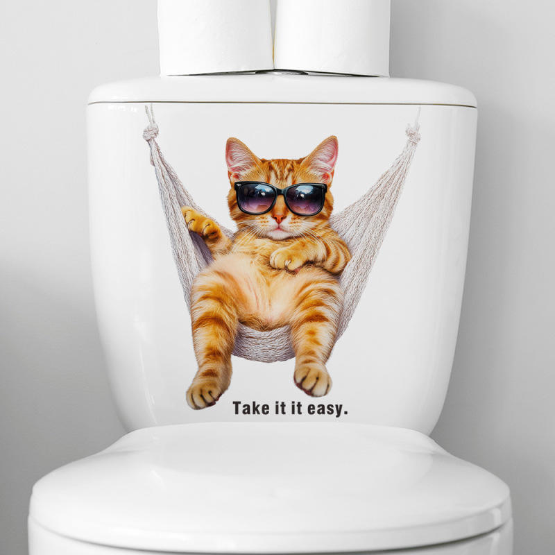 Shangyi PVC self-adhesive refurbished toilet sticker hanging basket cat waterproof toilet lid wall sticker cross-border manufacturers wholesale customization Shangyi PVC self-adhesive refurbished toilet sticker hanging basket cat waterproof toilet lid wall sticker cross-border manufacturers wholesale customization