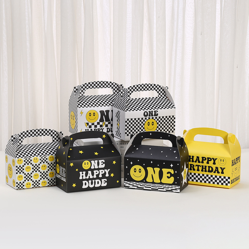 创意卡通包装盒黄色笑脸派对聚会伴手礼礼品盒蛋糕面包外卖打包盒