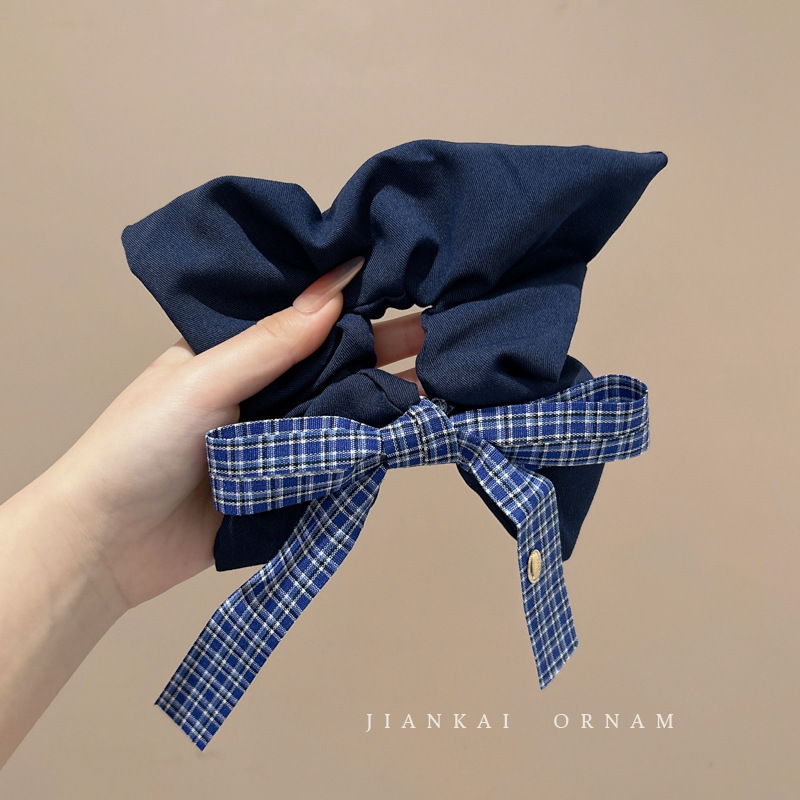 Arco de mariposa encaje intestino anillo de cabello de niña estilo pastoral de alto nivel flor de cabello cuerda de cabello bufandas cuadradas cuerda