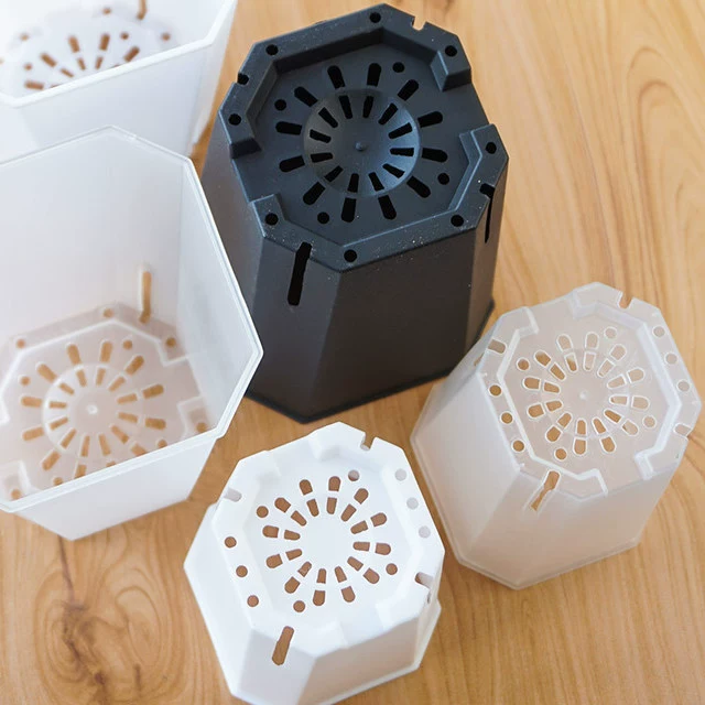 Diamond octagonal square pot transparent black and white flower pot to observe plant growth new material succulent jade dew twelve rolls flower pot
