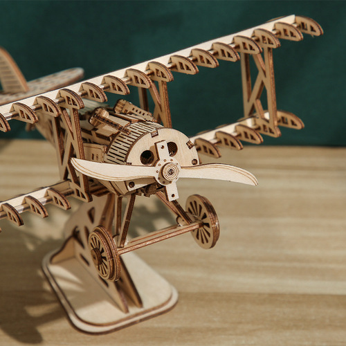 Cross-border manufacturer new aircraft 3D stereoscopic puzzle wooden toy intelligence assembly toy DIY creative decoration