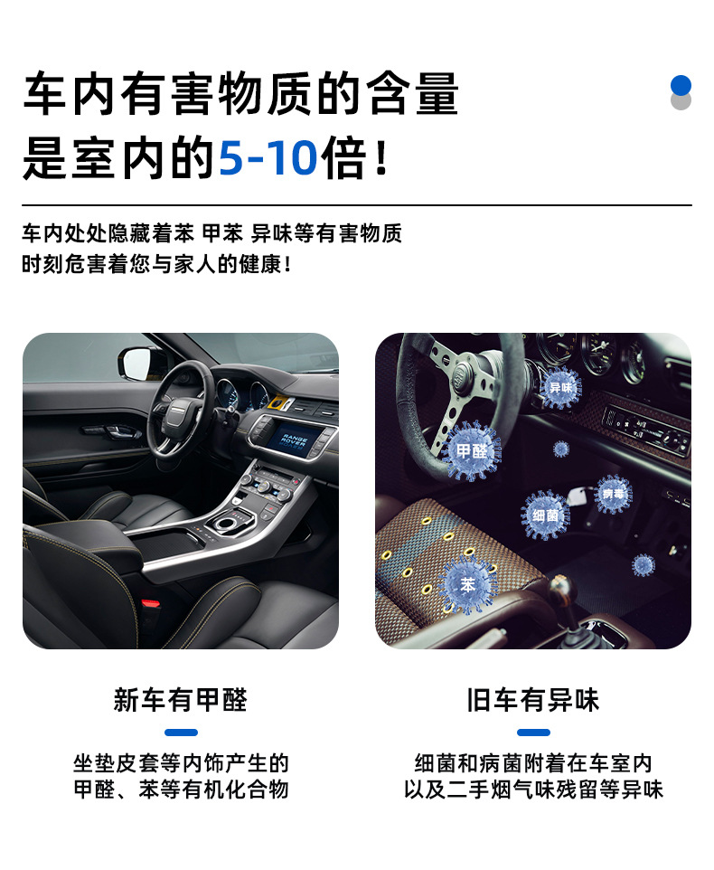 Air purifier ozone generator in addition to formaldehyde odor smoke smell new car indoor vehicle ultraviolet disinfection cross-border