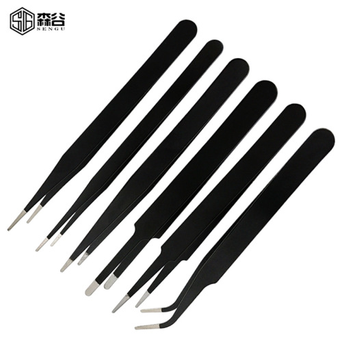 0.8mm black tweezers PT.ESD anti-static tweezers tip elbow disassembly tool bird's nest clip