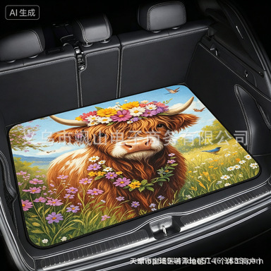 Hot-Selling Car Pod Trunk Mat Cartoon Leopard Print Rainbow Owl Non-Slip Stain-Resistant Crystal Velvet Universal Floor Mat