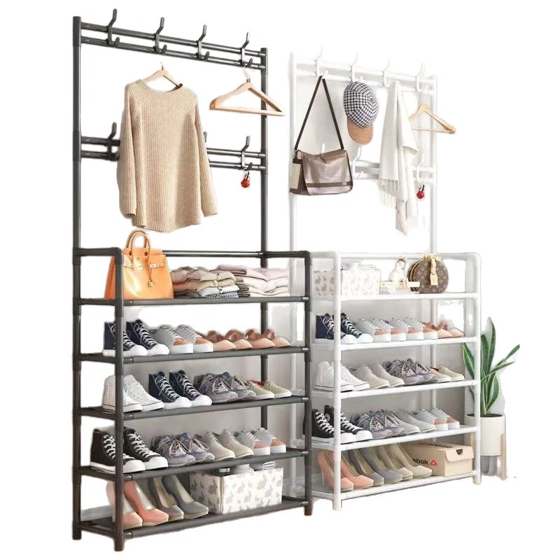 Estante de zapatos multicapa casero zapatos sombrero piso integrado multifuncional simple ropa sombrero zapatos estante de almacenamiento de zapatos