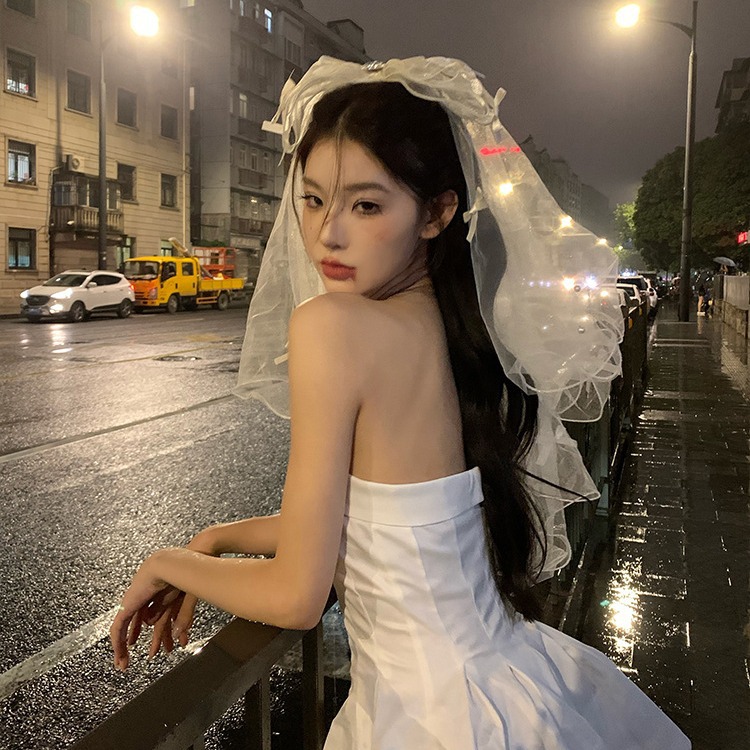 Vampiro de la novia Halloween fantasma de la novia velos de boda blanco y negro arco de la cabeza de la mujer