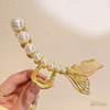 Golden hairgrip, metal advanced shark, hair accessory, crab pin, high-quality style