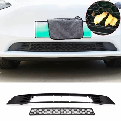 Suitable for Tesla Model 3/Y Six-Seater Version Yl Insect-Proof Net, Removable Central Grille Air Intake Protective Cover, Modified Decorative Parts (Automobile anti-insect net) - old-model-y-integrated-detachable-insect-proof-net-matte-black
