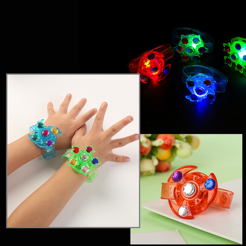 Factory direct sales cross-border for Amazon luminous bracelets children's flash spinning top watch ring hot selling toys