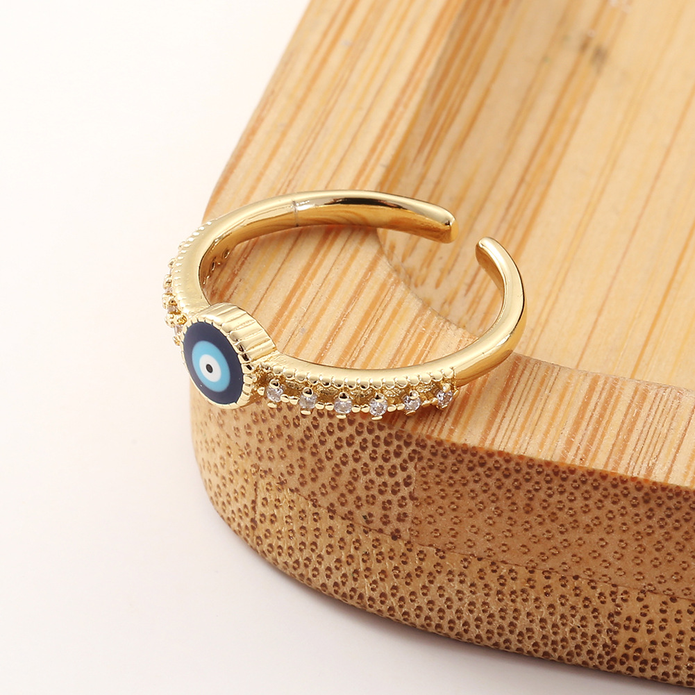 new simple hand jewelry opening adjustable evil eye copper tail ring