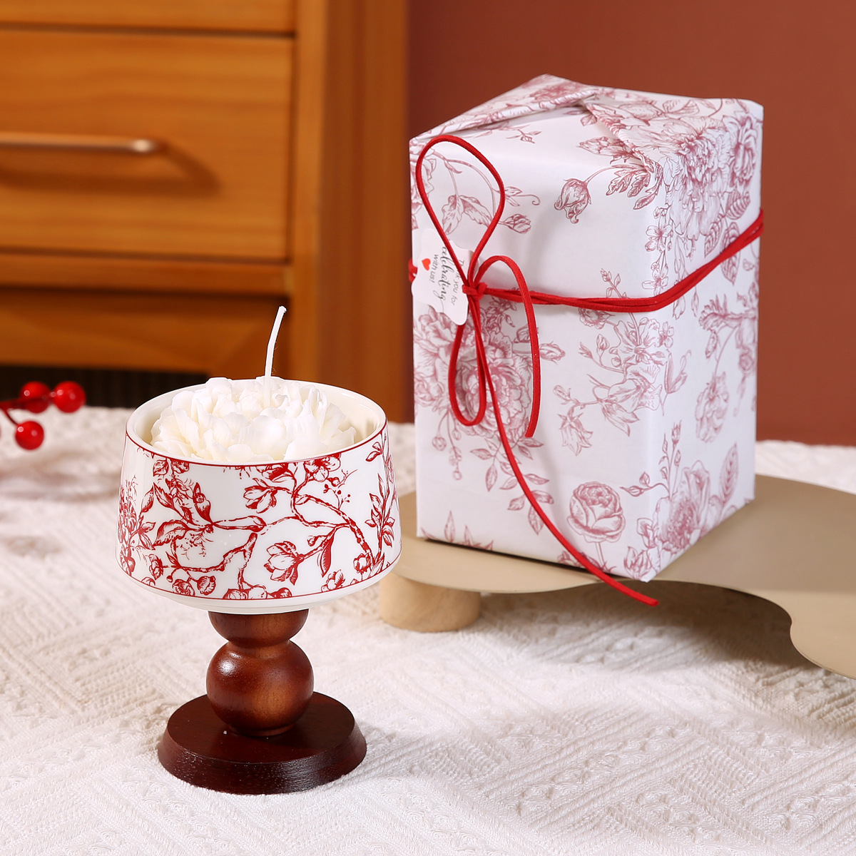 Bougie parfumée française élégante avec diffuseur en bois déco_voghion.com