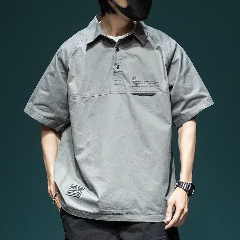 2024 nuevo polo de manga corta con solapa, camiseta de verano de marca de moda para hombres, camiseta de todo fósforo de tendencia delgada de estilo coreano