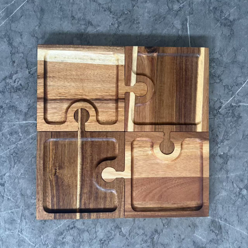 Cross-Border Creative New Product In-Stock Snack Tray Acacia Wood Tray Dessert Tray Platter Cutting Board Wooden Tray Four-Piece Set Cross-Border Creative New Product In-Stock Snack Tray Acacia Wood Tray Dessert Tray Platter Cutting Board Wooden Tray Four-Piece Set