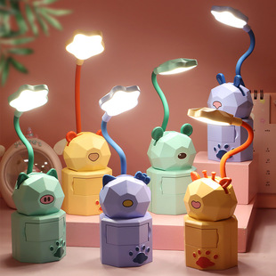 Creative Cartoon Rechargeable Desk Lamp Dormitory Lamp Eye Protection Study Lamp Night Light Wholesale Student Small Gift Back-To-School Gift
