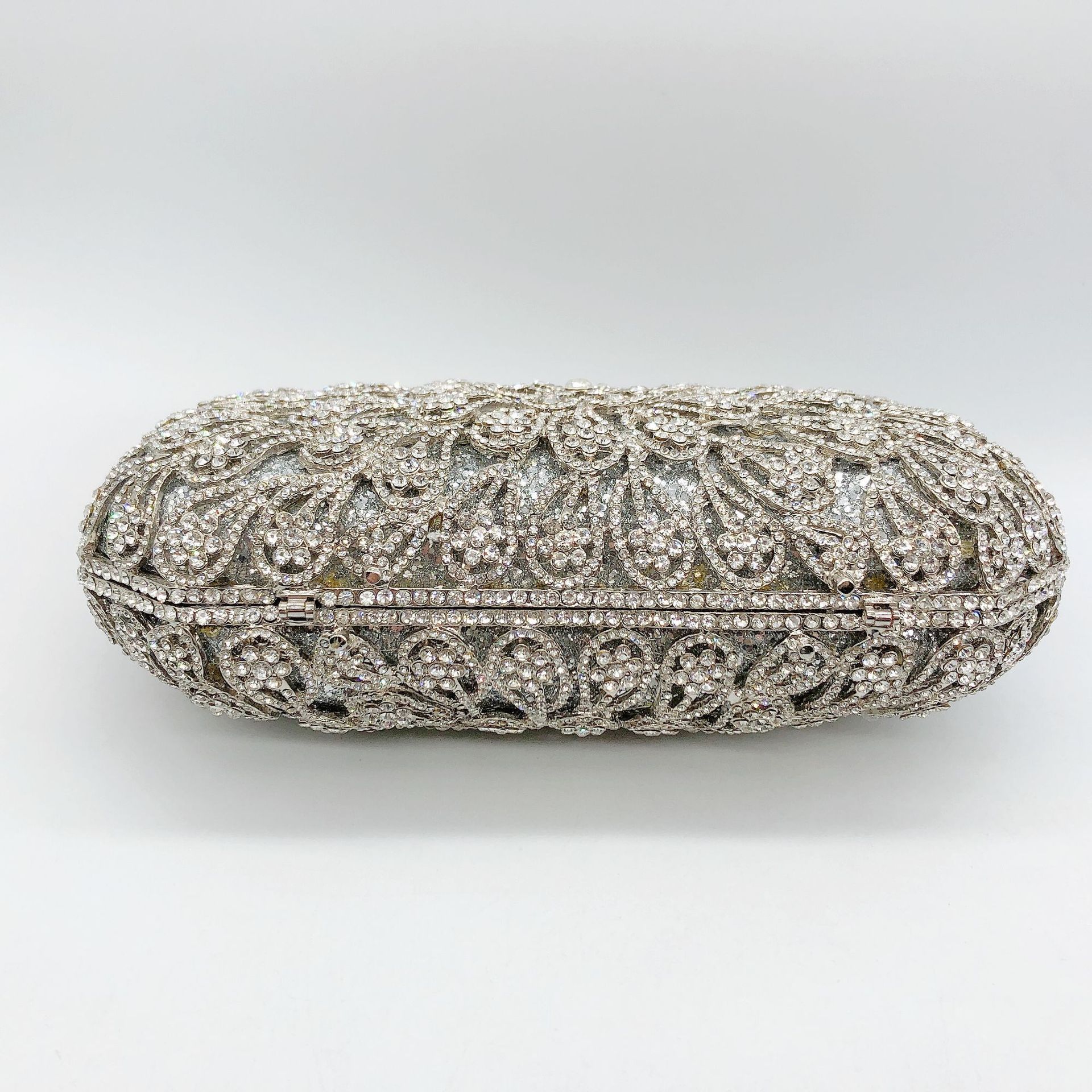 Túi clutch nữ đính kim cương hoa đuôi phượng xách tay dạ tiệc — Nền vàng kim cương trắng, Màu bạc, Cá tính đặt làm chi tiết 9