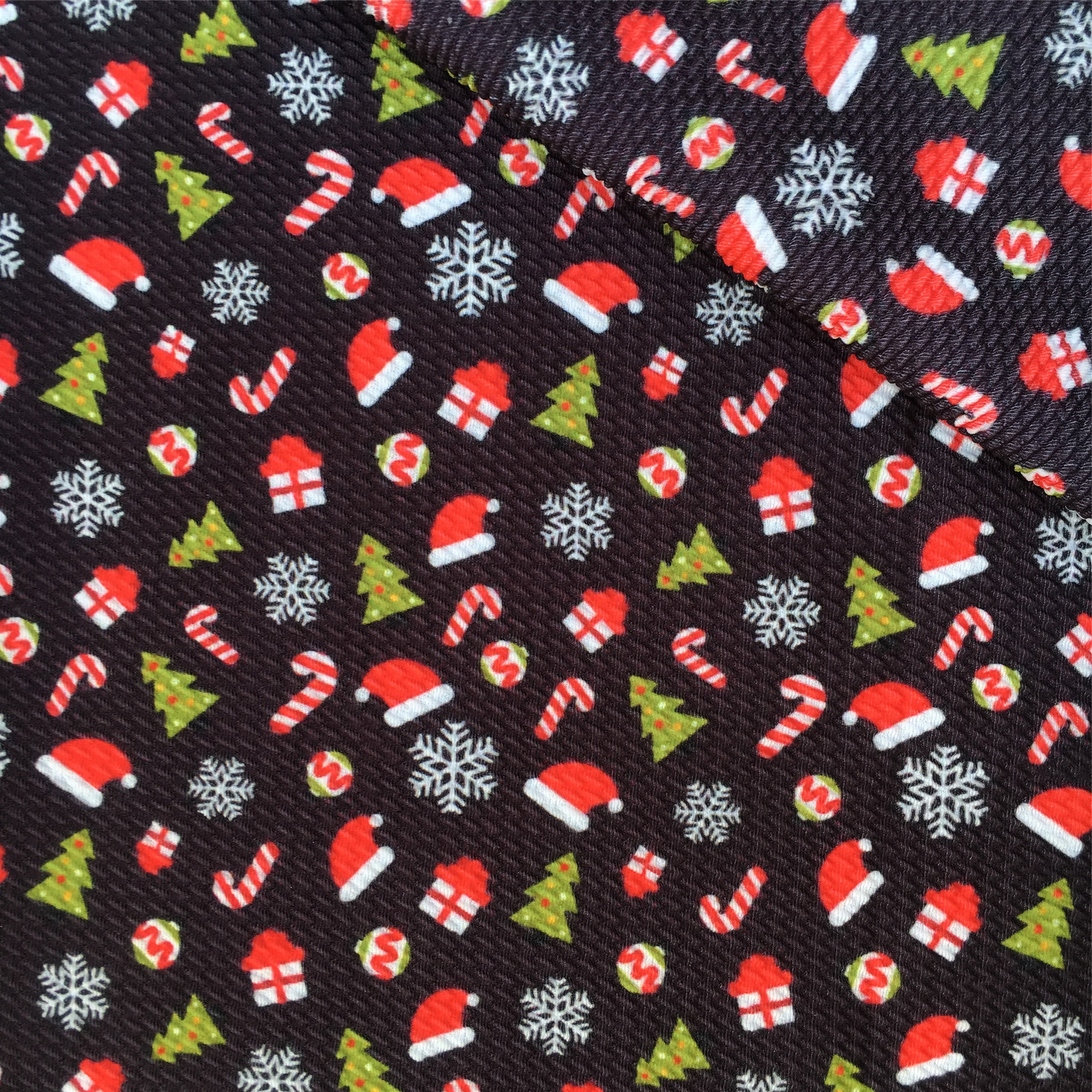 クリスマス雪花模様の薄いポリエステル綿や四面弾ニット生地のプリント生地手作りdiyシャツスカート服装生地