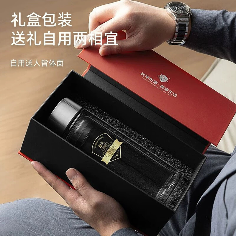 富光银离子抗菌高硼硅玻璃杯男士双层商务水杯茶水分离泡茶杯子|undefined