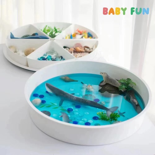 Montessori sensory basin children's sandbox early education game basin small world divided plate kindergarten enlightenment toy teaching aid