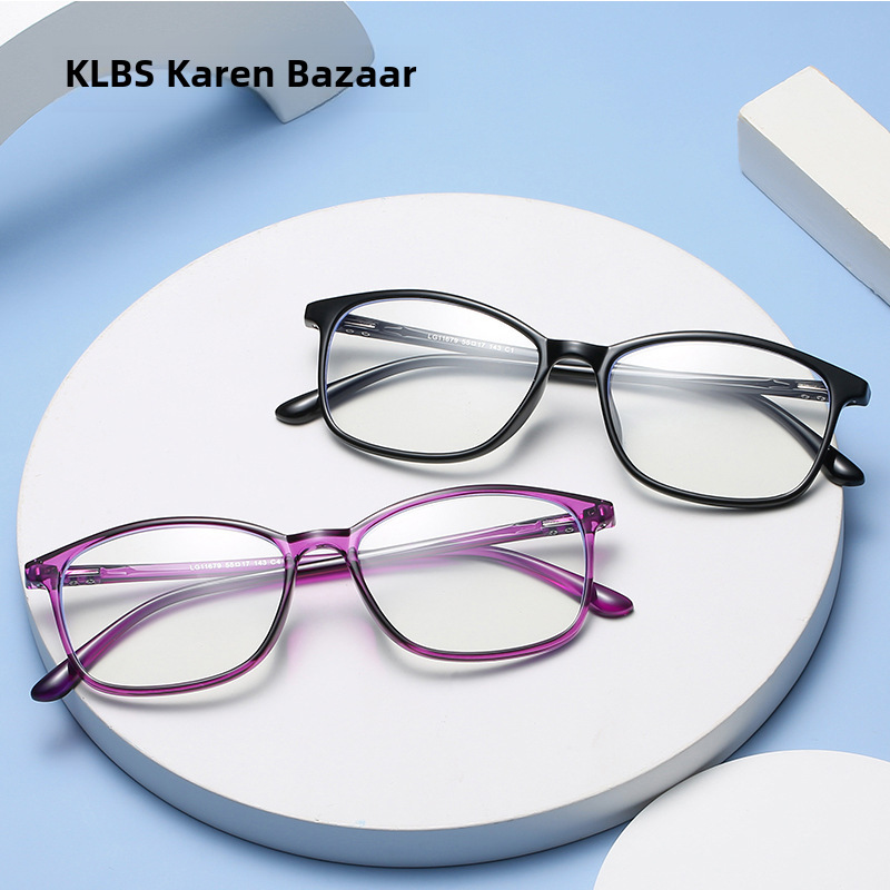 New square frame no prescription anti-blue light flat computer glasses soft memory TR90 ultra-light protective lenses 11679