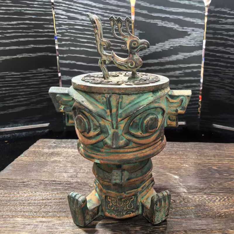 Sanxingdui Incense Burner Creative Bronze Ornament Incense Burner Home Indoor Cultural and Creative Agarwood Incense Burner Incense Set