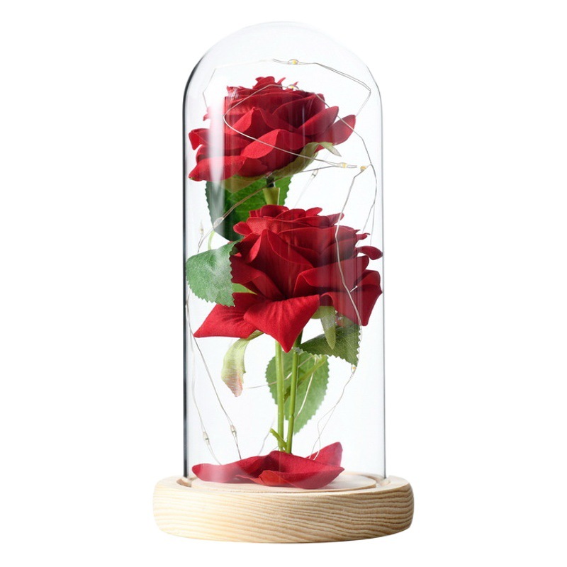 Flor artificial regalo de San Valentín Navidad regalo creativo cubierta de vidrio Rosa decoración fabricante Amazon