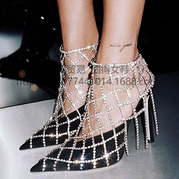 Женские сандалии с цепочкой со стразами, модный товар внешней торговли, Ebay AliExpress ins, самая продаваемая женская обувь, блестящая