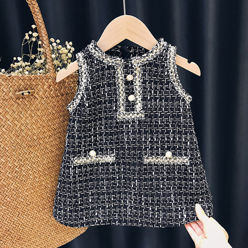  Spring and Autumn New Girls' Vest Skirts Baby Girls' Fashionable Small Fragrance Style Skirts Children's Autumn Clothes Y41