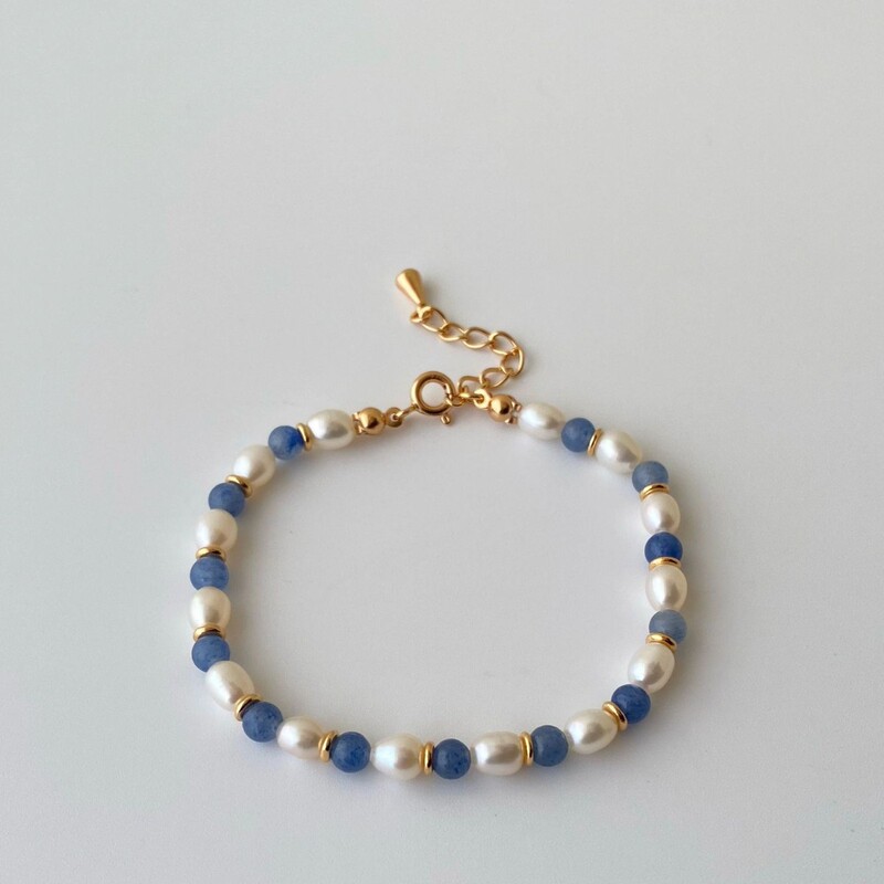 Denise blue blue healing pearl bracelet high sense design romantic fashion bracelet small fresh