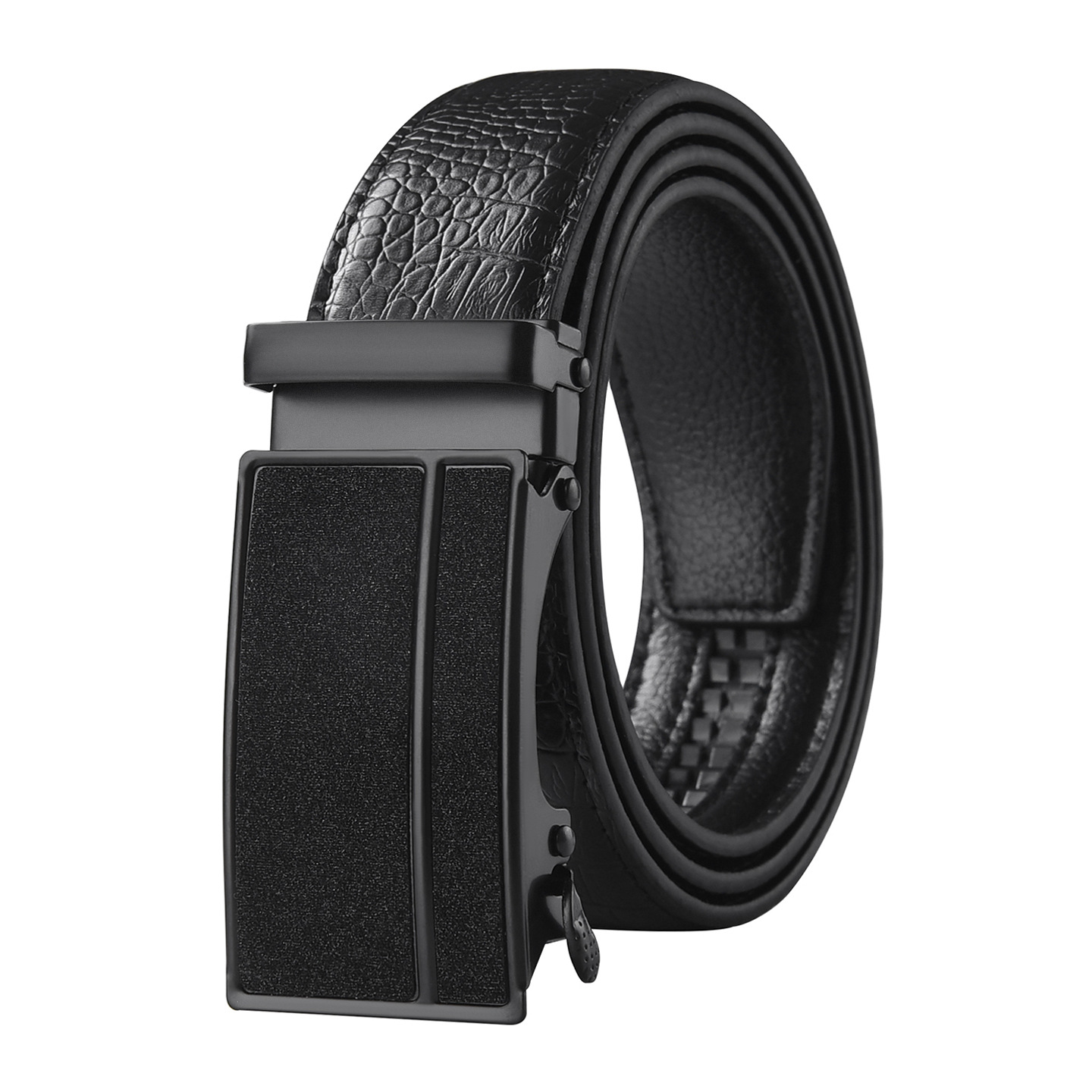 Botón negro esmerizado línea vertical única cinturón negro