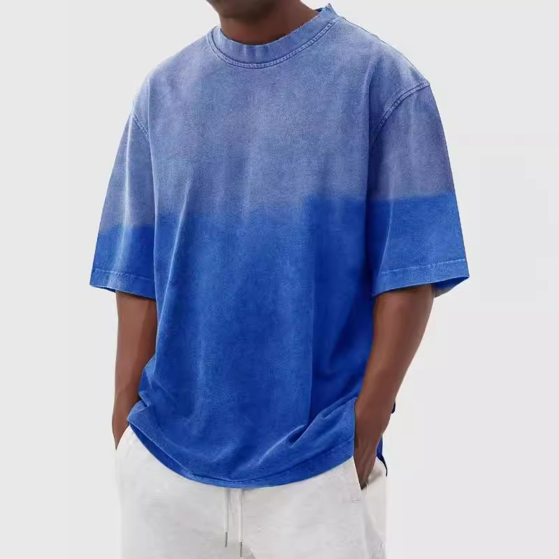 BCTZ011# Foreign Trade men's washing gradient short-sleeved T-shirt